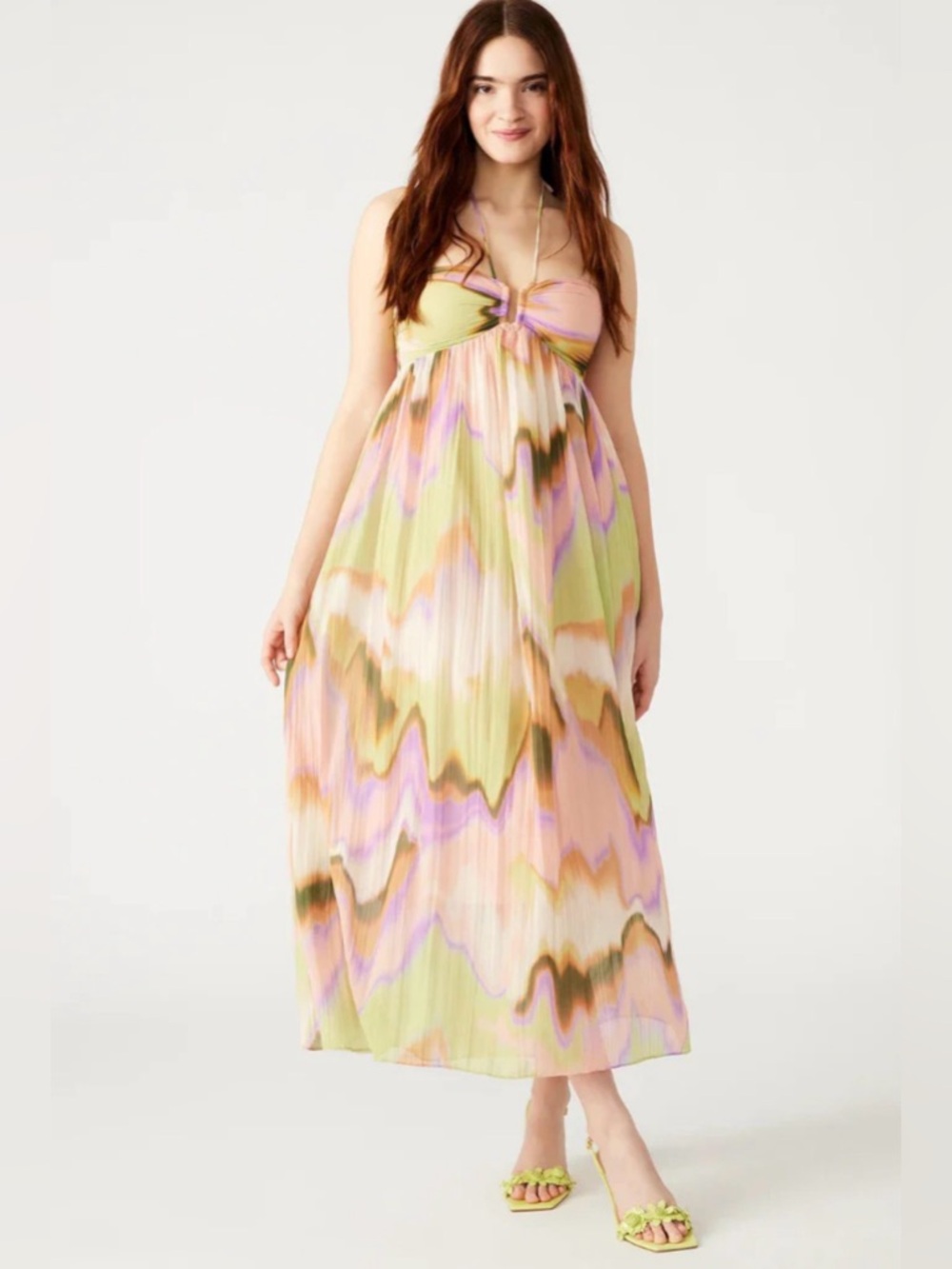 Steve Madden Nolita Dress XS NWT - Pastel Tie-Dye Flowy Halter Maxi
